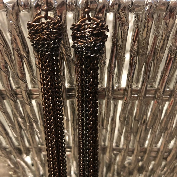 Mixed metals chain tassel statement earrings - Picture 4 of 4